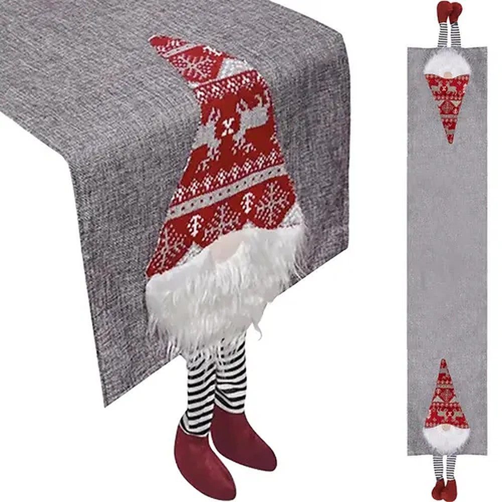 Ruhhy Tischläufer Weihnachtstischläufer Wichtelmotiv Tischdekoration (Spar-Set 1-tlg, 180 x 40 cm pflegeleicht), Laserschnitt, fransenfrei, …
