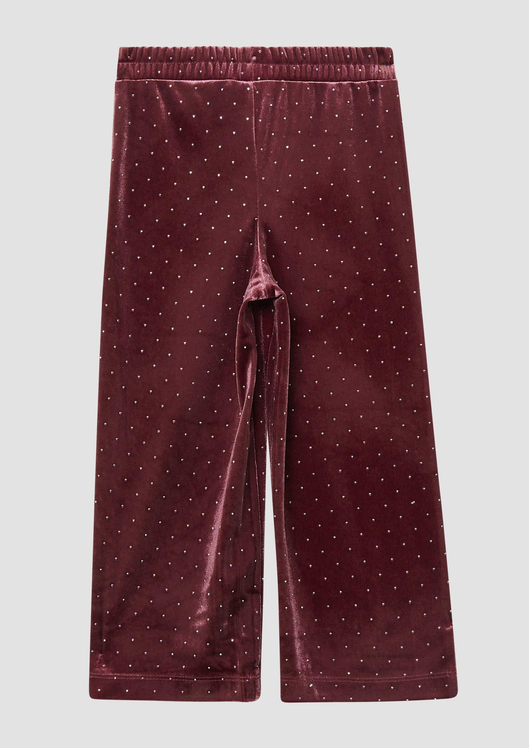 s.Oliver Chinos Leggings Wide Leg-Hose aus Samt mit Glitzersteinen – Bild 2 von 4