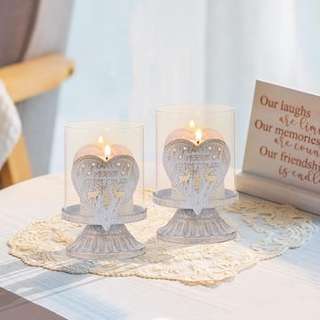 Juoungle Kerzenständer Klar Kerzenhalter Glas für Tischdeko, Wohnzimmer Hochzeit Home Deko