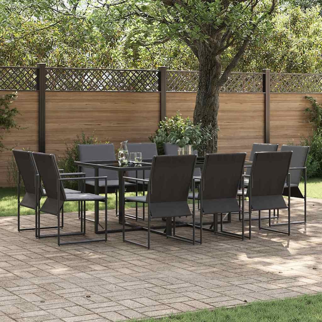 vidaXL Gartenlounge-Set Garten Essgruppe 11 stk. Schwarz Stahl, (11-tlg)
