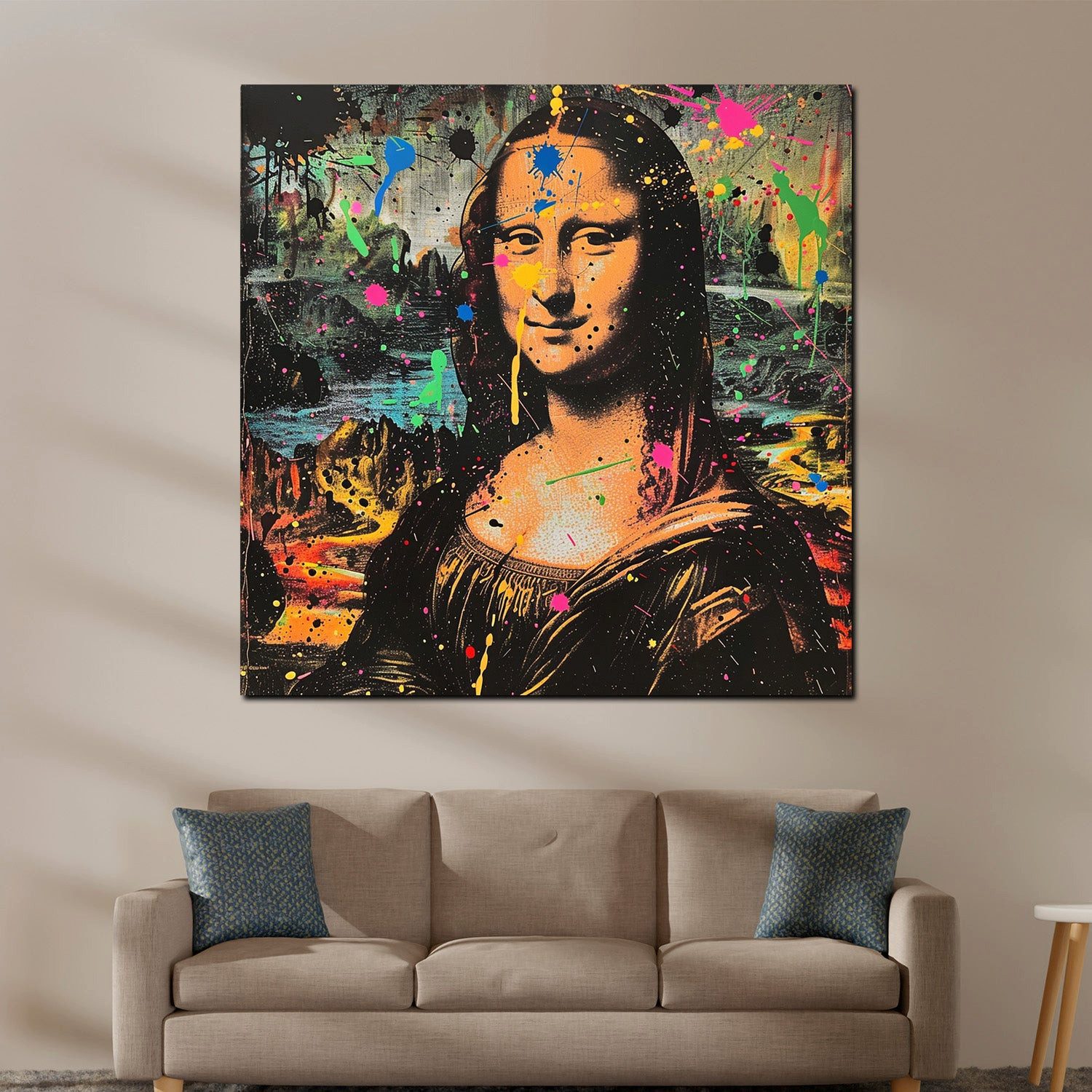 Artedinoi Leinwandbild Mona in bunter Pop Art Leinwandbild Wandbild Kunstdruck XL Wanddeko, Mona Lisa, bunt