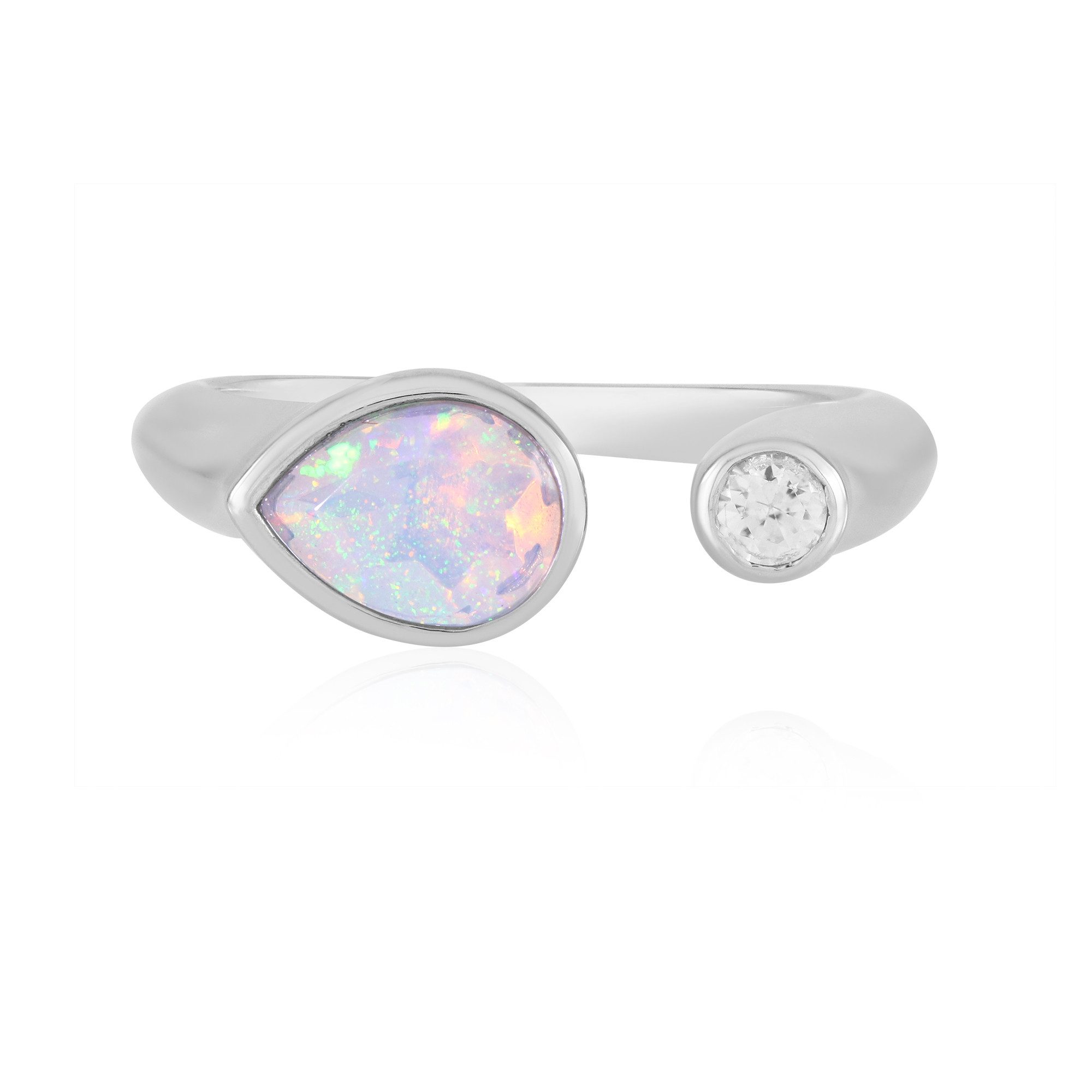 Cavill Silberring Cavill Opal Tropfen Ring 0,58 ct Sterlingsilber platinplattiert (1-tlg)