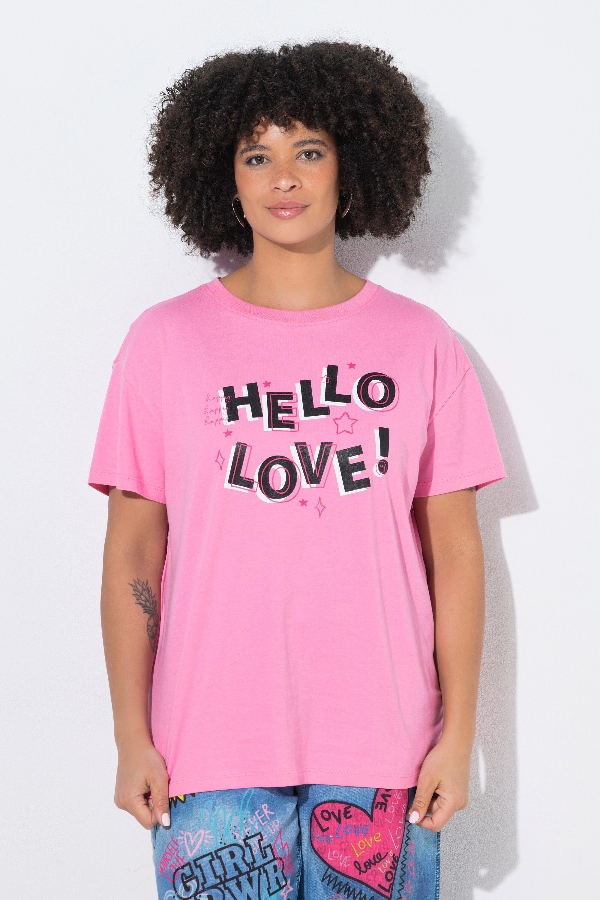 T-Shirt T-Shirt Boxy Fit Hey You Schriftzug