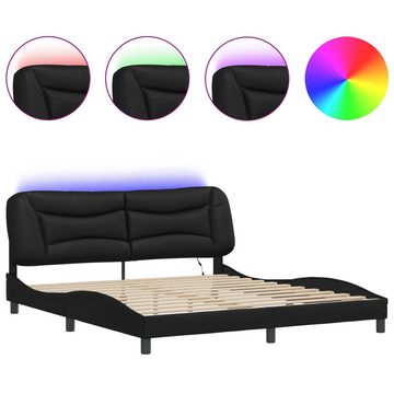 vidaXL Bett Bettgestell mit LED Schwarz 180x200 cm Kunstleder