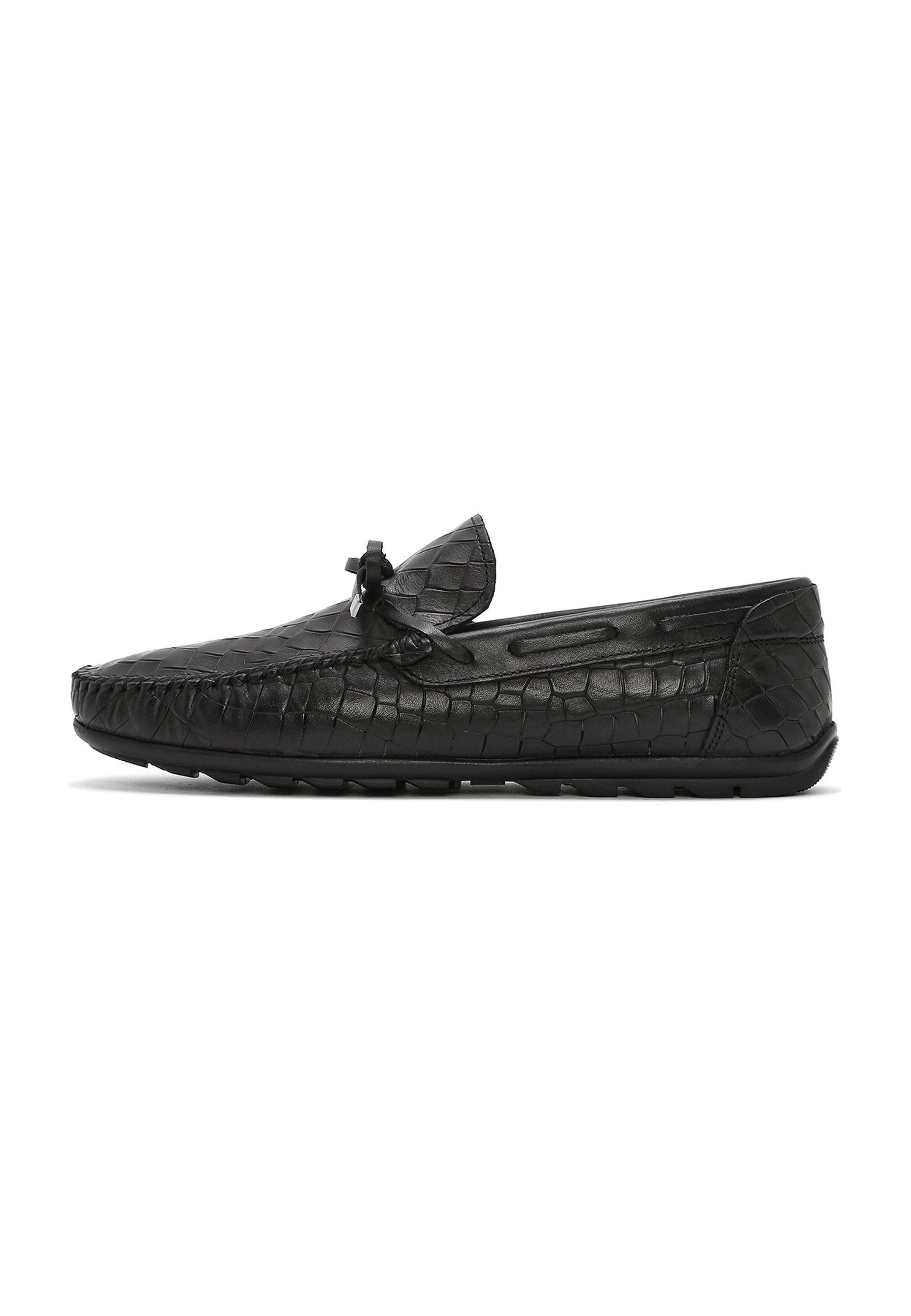 Derimod Lässige Loafer aus Leder Loafer Echtes Leder, Prägestruktur, Slip-On-Design, Weiches Innenfutter