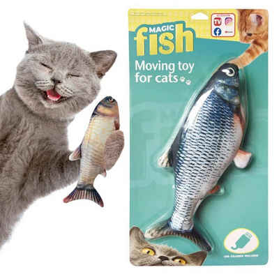 Best Direct® Tier-Beschäftigungsspielzeug Magic Fish®, Baumwolle, Polyester, Іграшки для котів zappelnder, bewegender Fisch mit Katzenminze