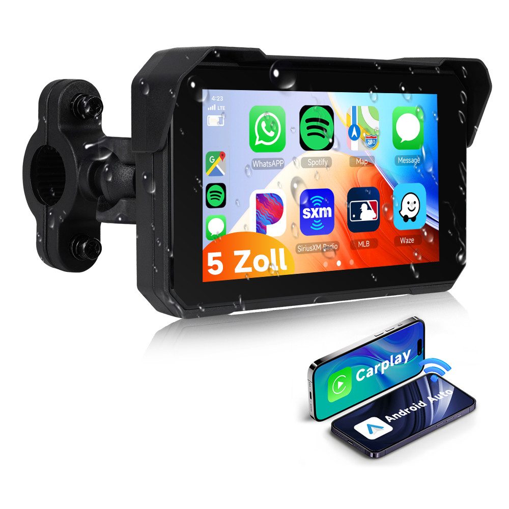5 Zoll Carplay Android Auto IP68 wasserdicht Motorrad Navigationsgerät