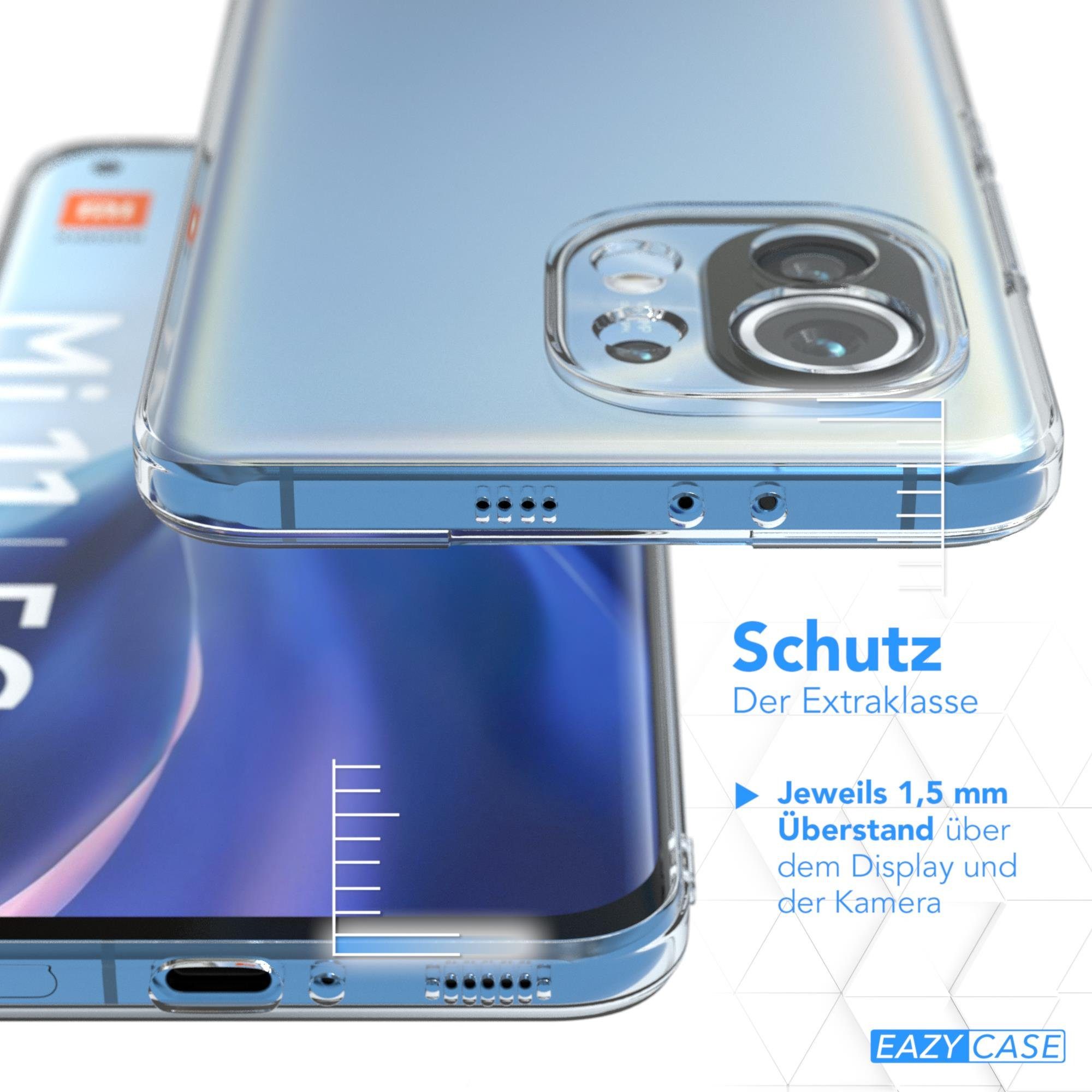 EAZY CASE Handyhülle Slimcover Clear für Xiaomi Mi 11 5G 6,81 Zoll, durchsichtige Hülle Ultra Dünn Silikon Backcover TPU Telefonhülle Klar