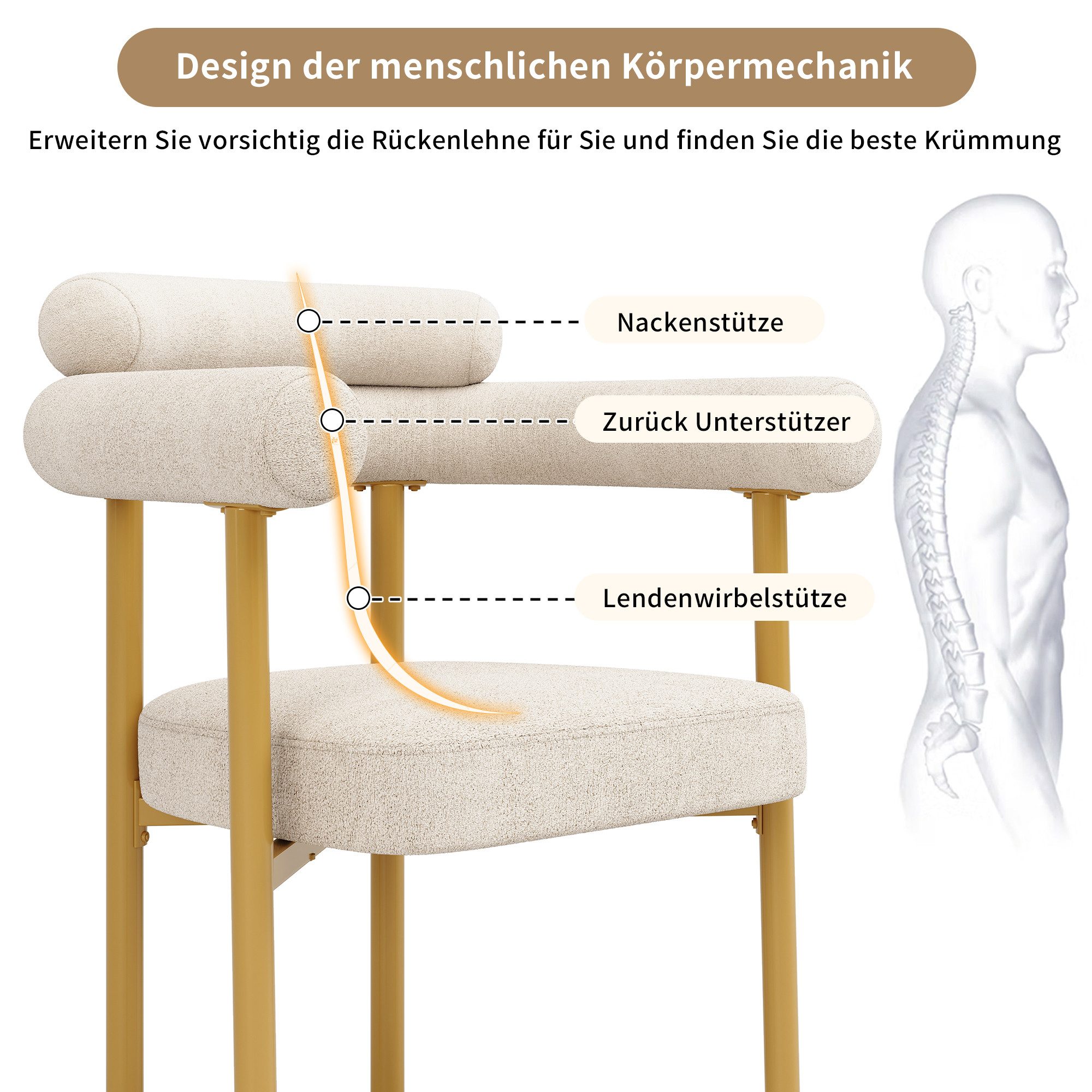 HAUSS SPOLE Essgruppe 5er Set Esstisch mit Tischbeinen aus Metall und 4 Bei günstig online kaufen