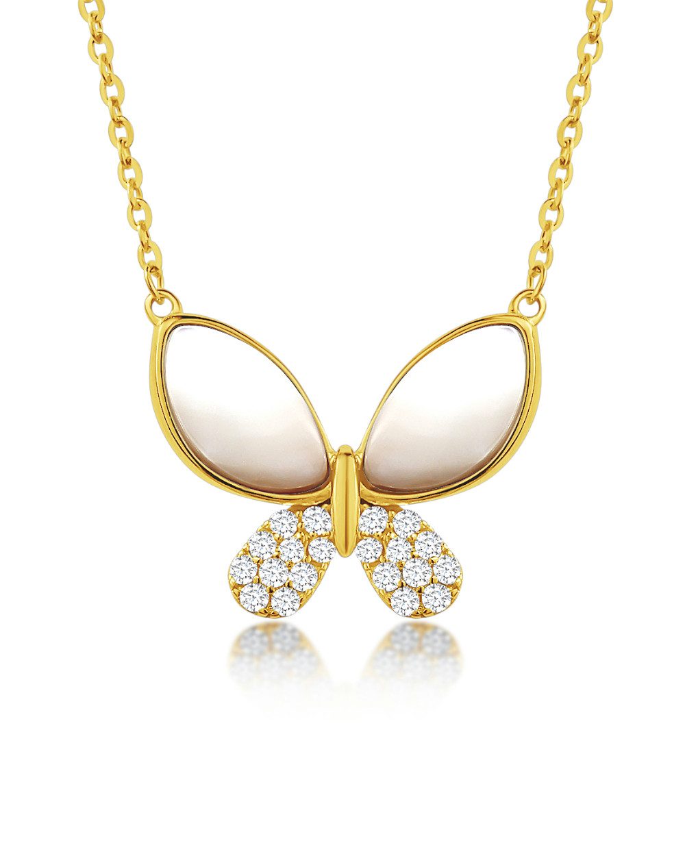 Kette mit Anhänger 'Simone' Damen Halskette Silber 925 vergoldet Schmetterling Anhänger