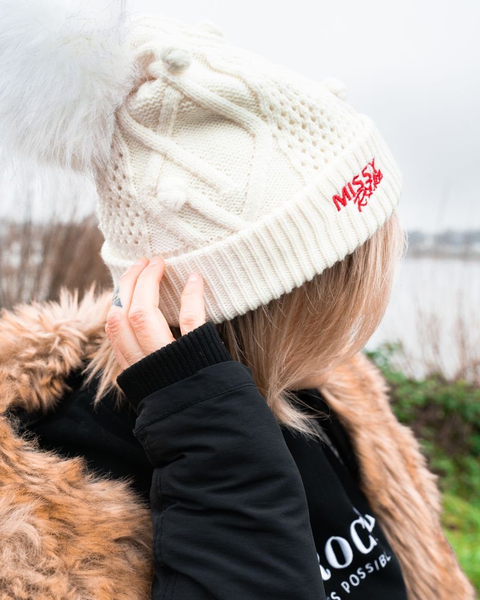 MR Beanie Rockz Missy HAT white red BOBBLE /