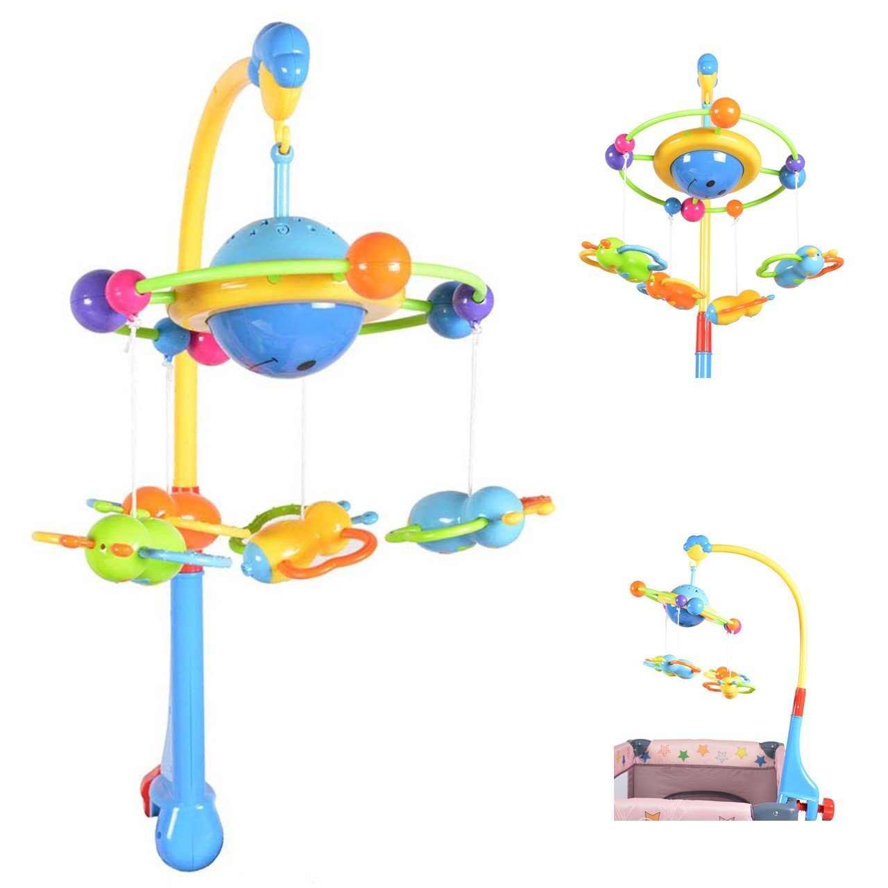 Moni Mobile Musikmobile Orbit TL016, drehbares Mobile, Spielzeug, Musik und Licht