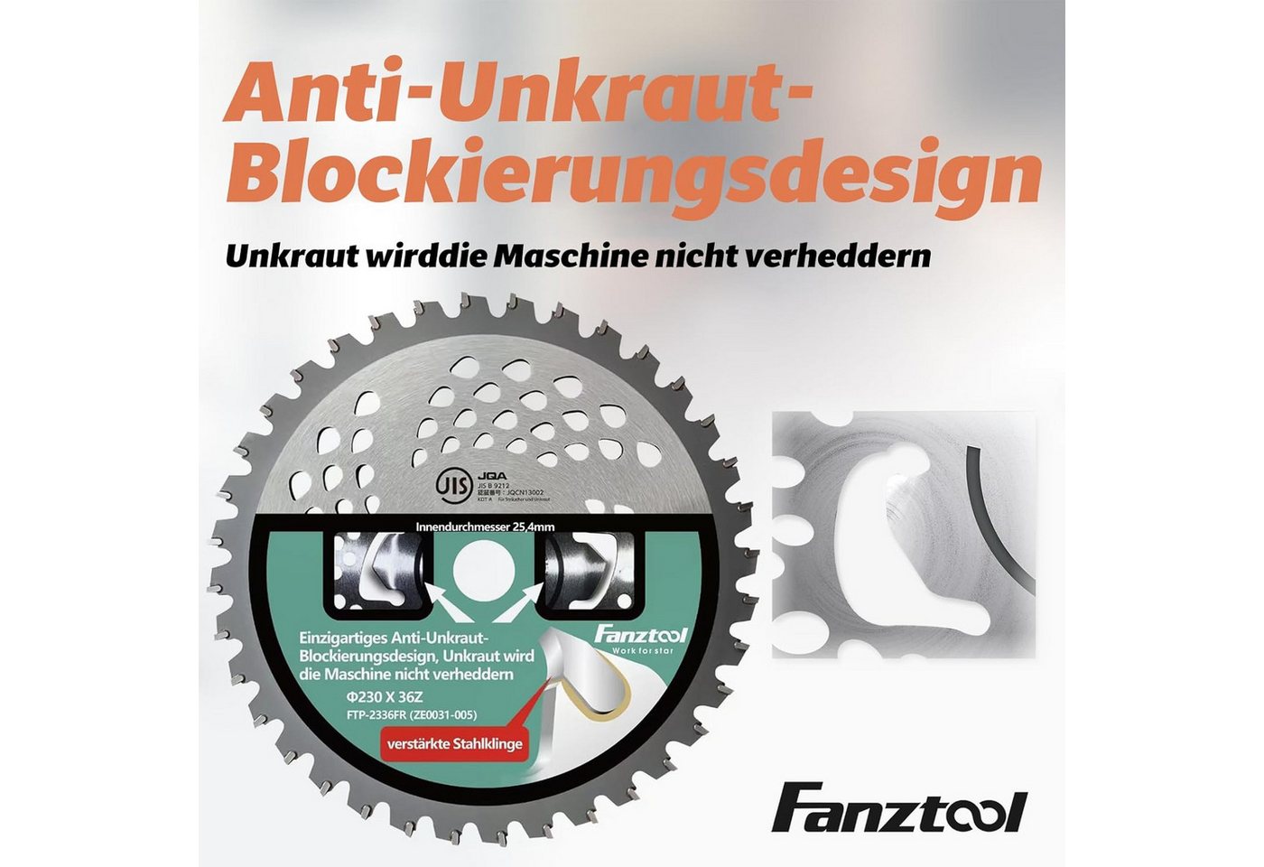 Thumbnail - Fanztool Benzin-Rasentrimmer 23 cm Kreissägeblatt-Set mit Zahnschutz für Freischneider, 23 cm Arbeitsbreite Messer, Idea...