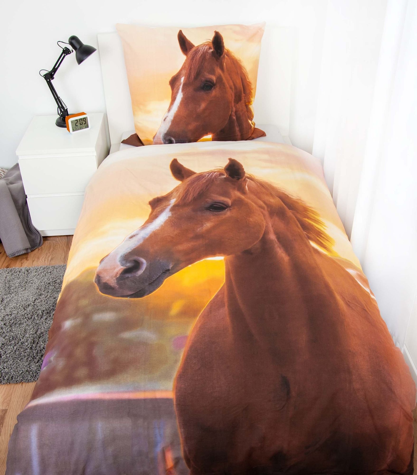 Herding Kinderbettwäsche Herding Bettwäsche mit Pferd 135 x 200 cm 80 x 80 cm 100% Baumwolle, 1 teilig, Langlebig