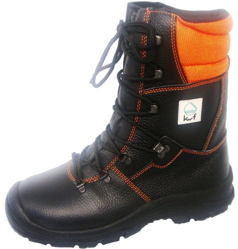 Trend Line Forstschutz-Lederstiefel S2 schwarz-orange Sicherheitsschuh,  Größe: 41