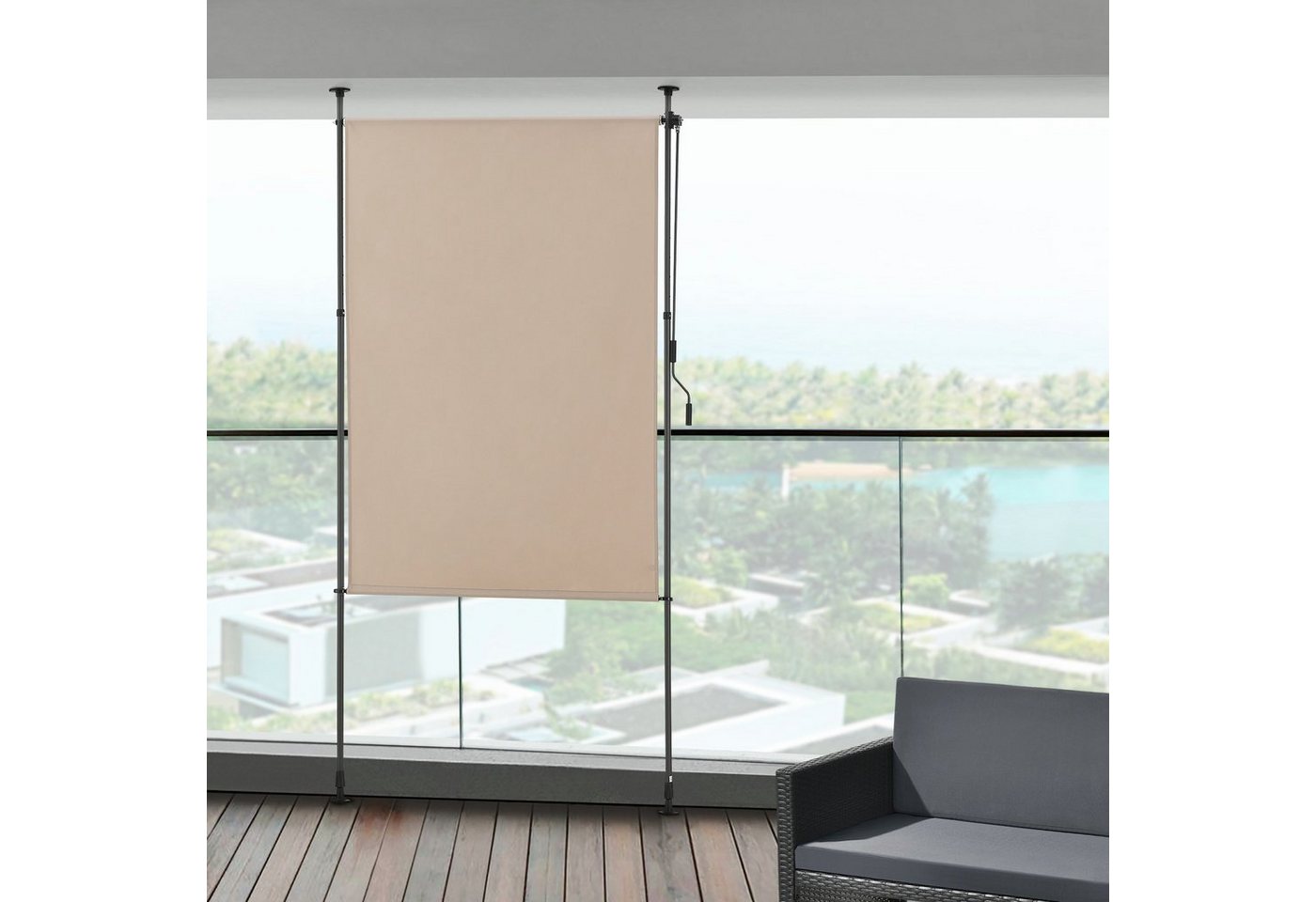 Thumbnail - pro.tec Senkrechtmarkise »Cimarra« Outdoor-Sichtschutz Sandfarben 120 x 270 cm