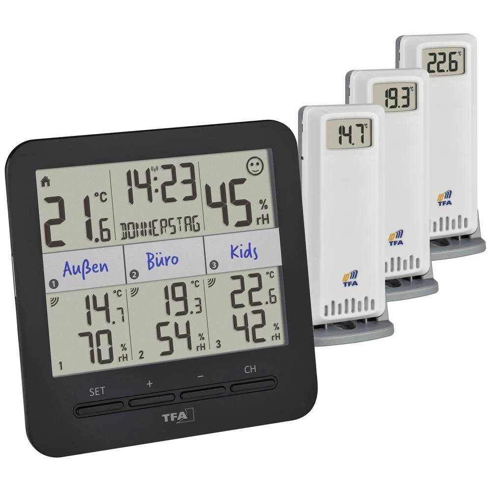 Wetterstation Funk-Thermo-Hygrometer mit 3 Sender