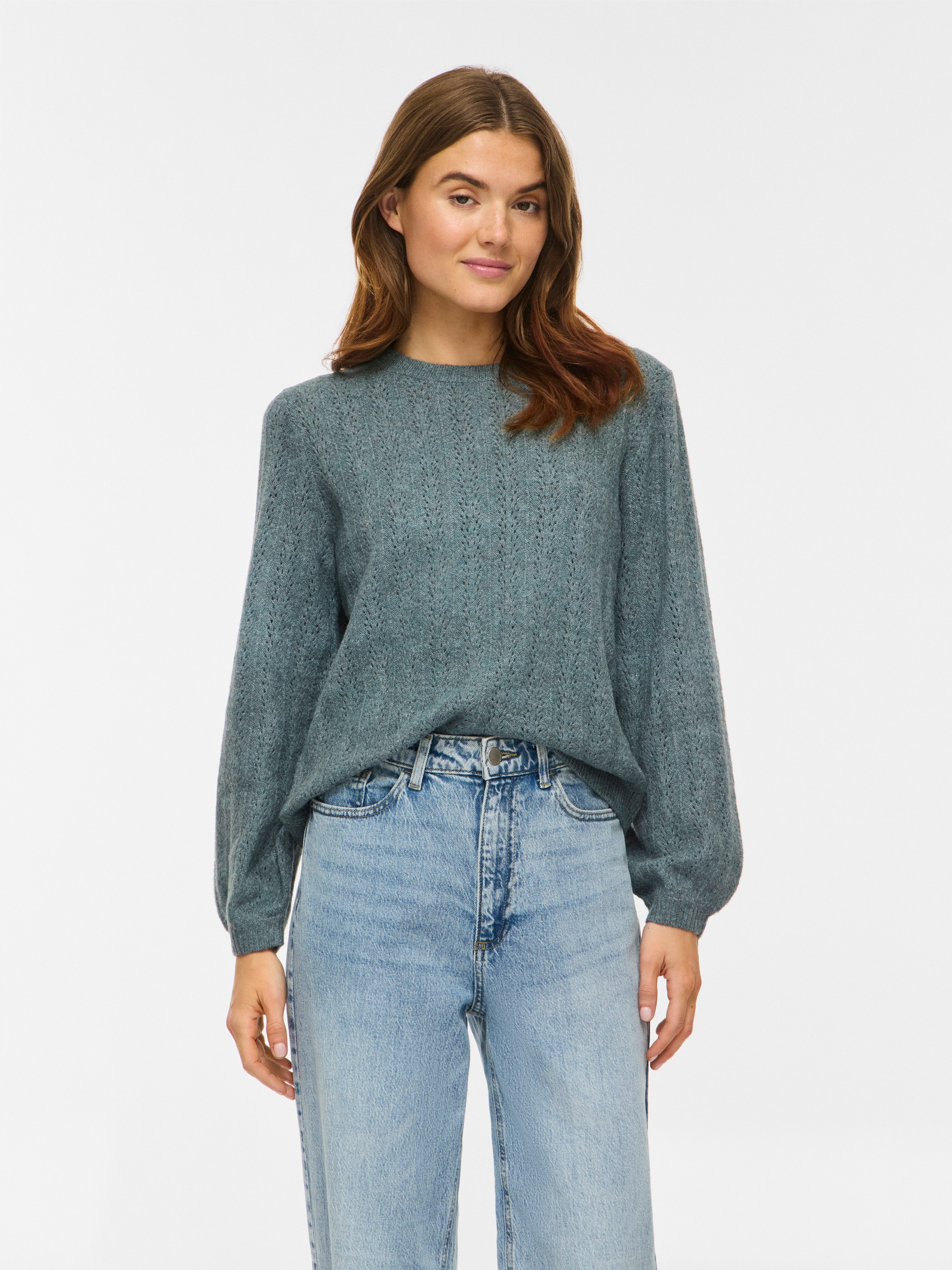 Vila Strickpullover VILIGA POINTELLE L/S O-NECK TOP -NOOS Materialmix