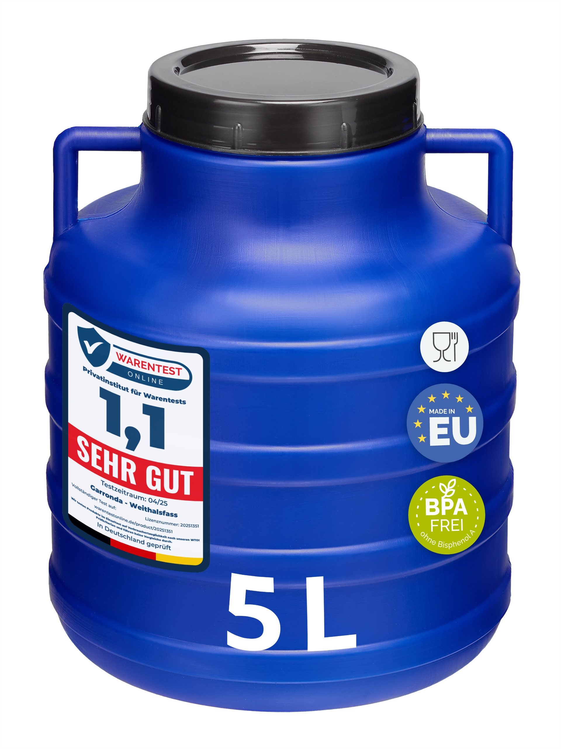 Garronda Regentonne 5L Lebensmittelfass Sauerkrautfass Hobbock Garten GD-0078, Blau, 5 l, (1-tlg) – Bild 2 von 5