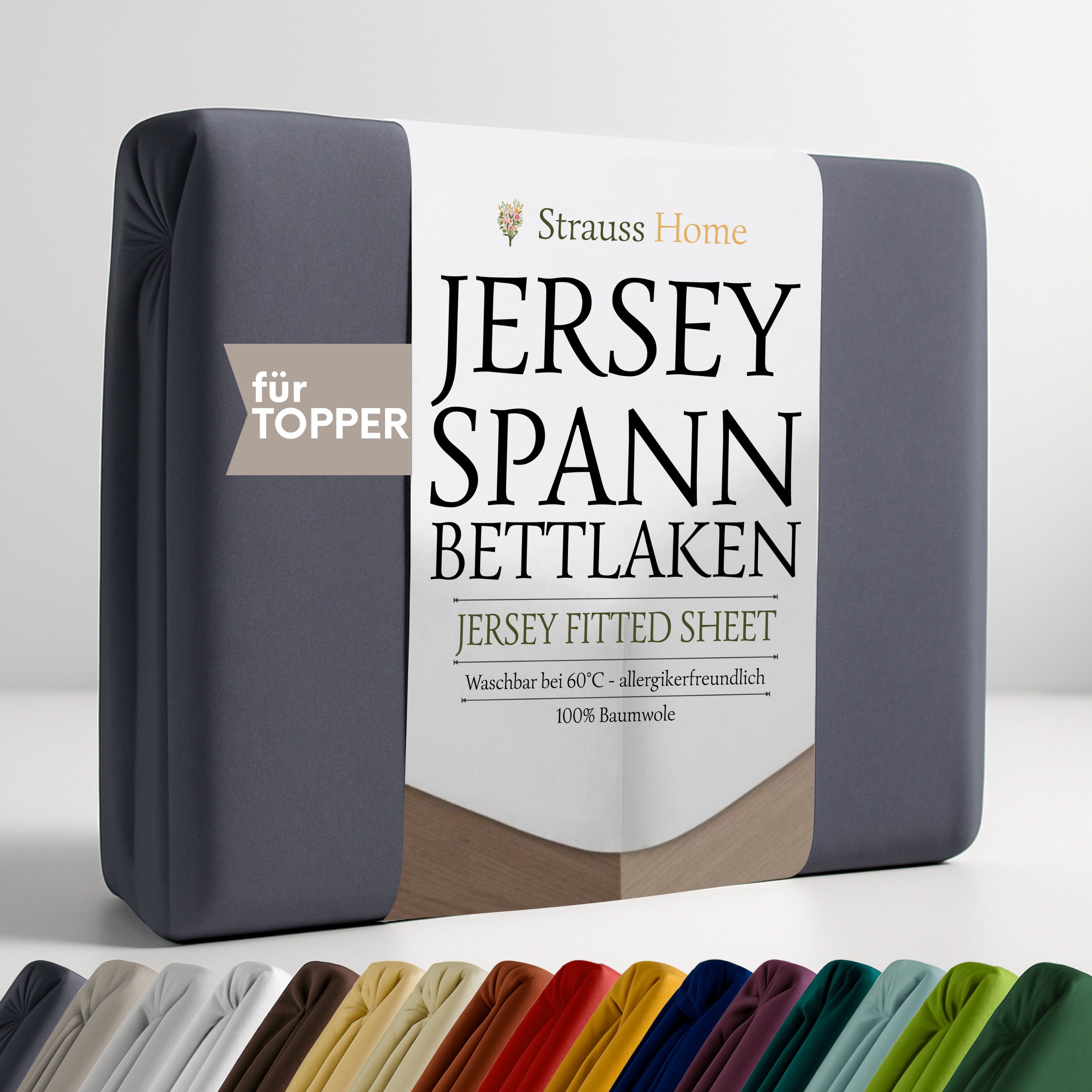 Strauss Home Spannbettlaken Premium Topper Spannbettlaken 150GSM für Matrat günstig online kaufen