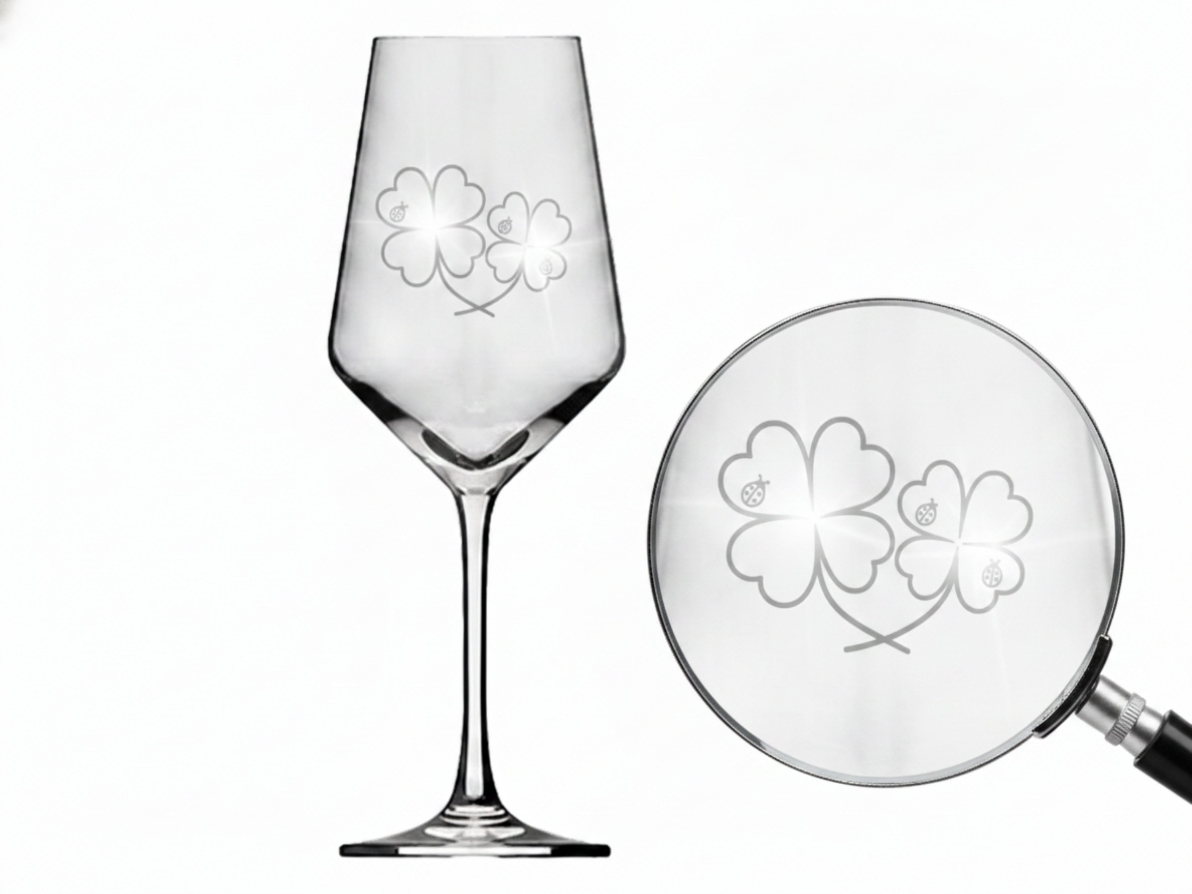 Valhalla Weinglas Weinglas Gravur vierblättgriges Kleeblatt 350ml spülmaschin, 1-tlg., Glas, Atemberaubende Darstellung