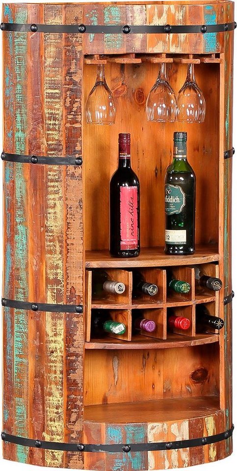 Home affaire Barschrank aus recyceltem Altholz mit Farbresten, Shabby