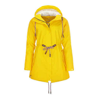 modAS Regenjacke Damen Regenmantel aus PU - Wasserdichte Jacke mit Teddy-Fleece-Futter
