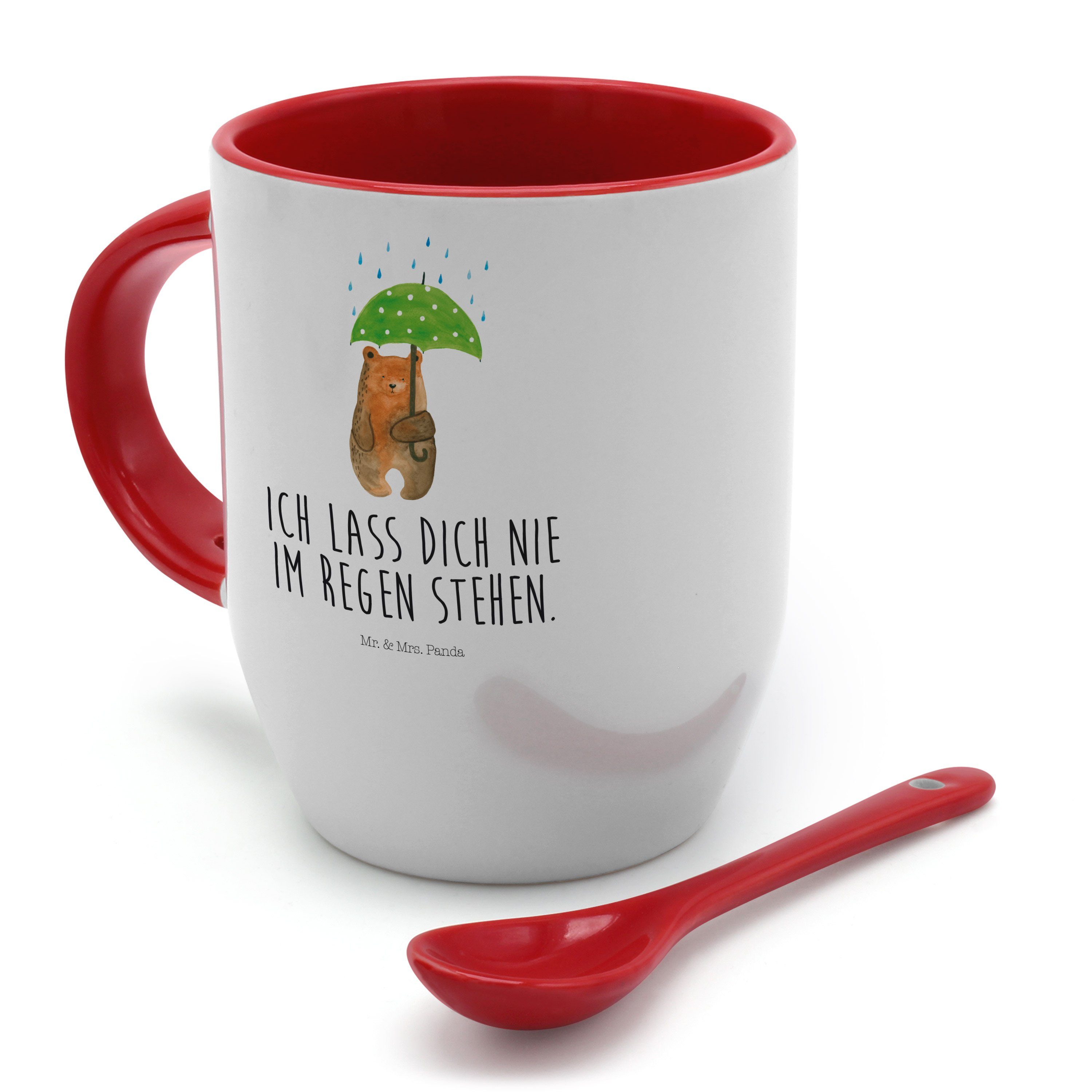 Mr. & Keramik - - Bär Tasse mit Panda Weiß Tasse Löffel, Liebeskummer, mit Mrs. Regenschirm Geschenk