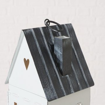 BOLTZE Kerzenlaterne 2tlg. Laterne LITTLE HOUSE weiß grau Windlicht in Hausform (2 Größen)
