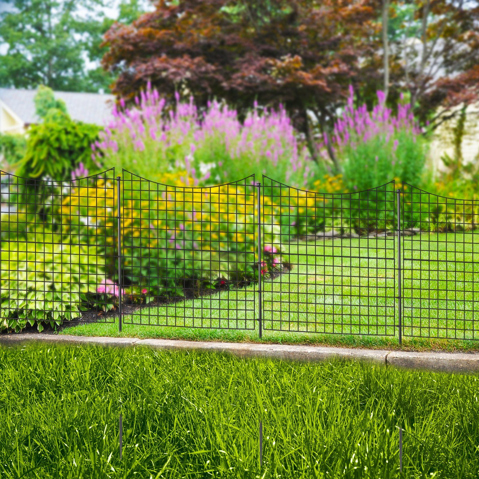 COSTWAY Gartenzaun, 5 Stück Steckzaun Metall, günstig online kaufen