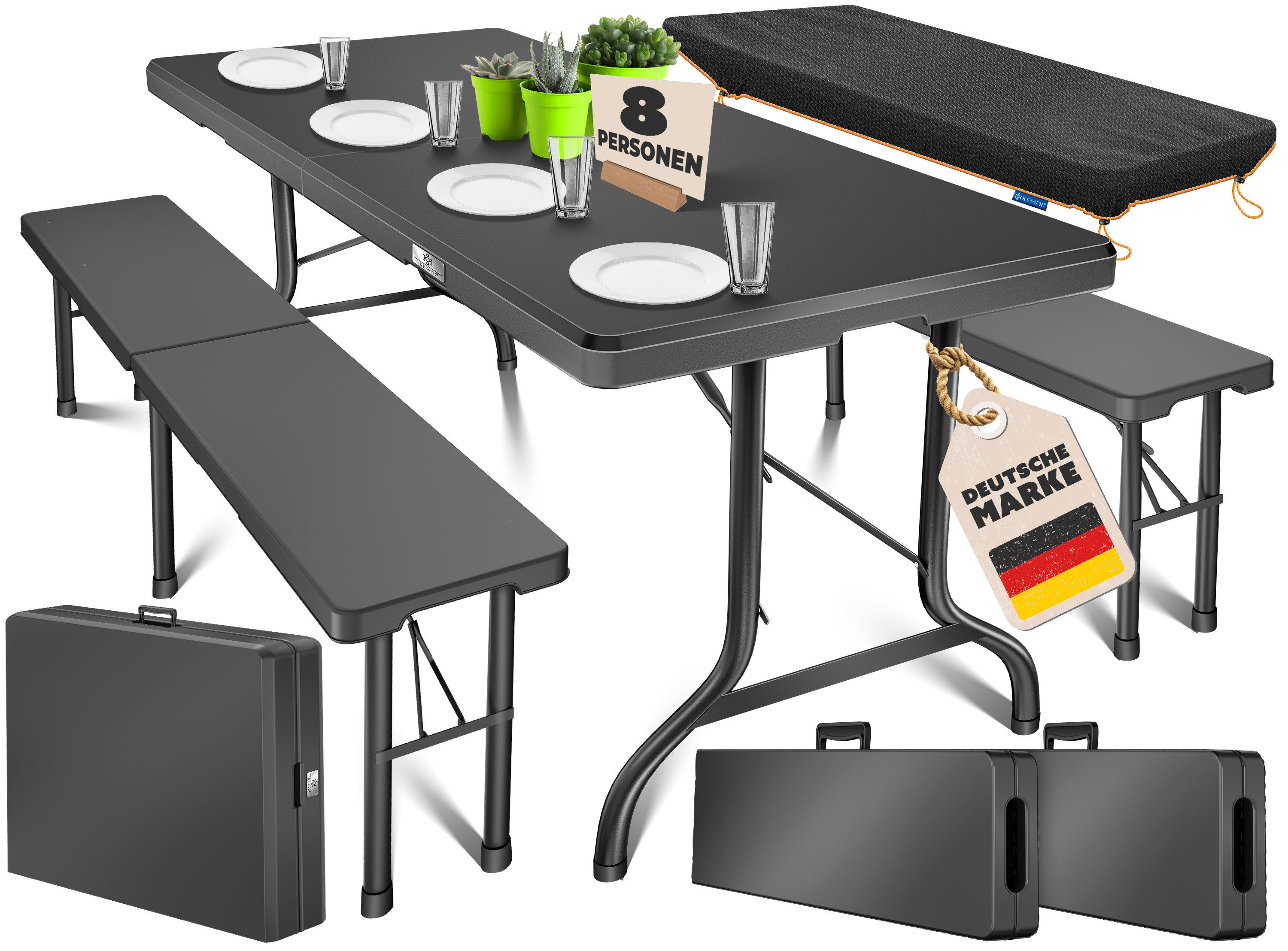 KESSER Bierzeltgarnitur, klappbar Festzeltgarnitur 3-teiliges Set mit Biertisch & 2x Bierbank