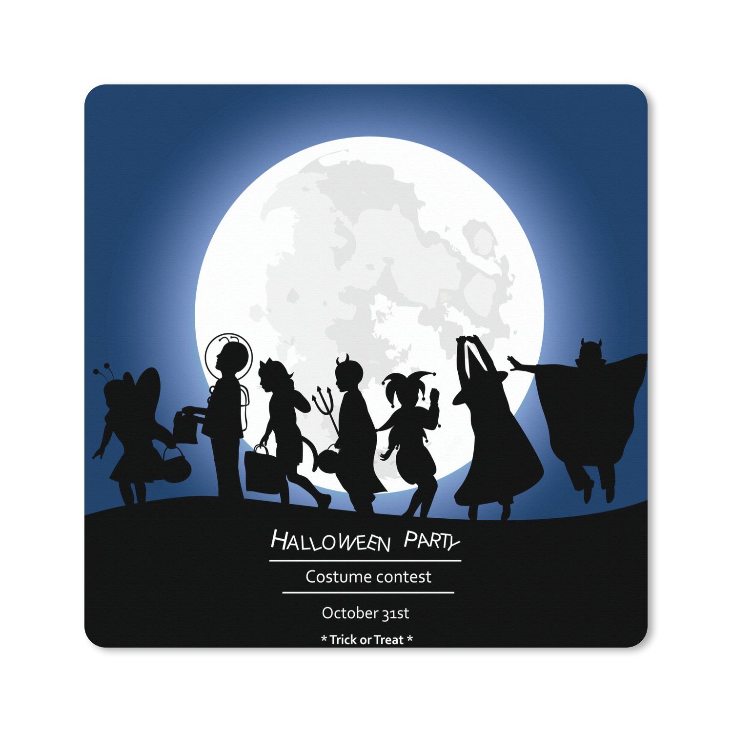 MuchoWow Gaming Mauspad Eine Gruppe von Gruselgestalten in einer Halloween-Illustration (1-St), Gaming, Rutschfester Unterseite, Mausunterlage, 80x80 cm, XXL, Großes