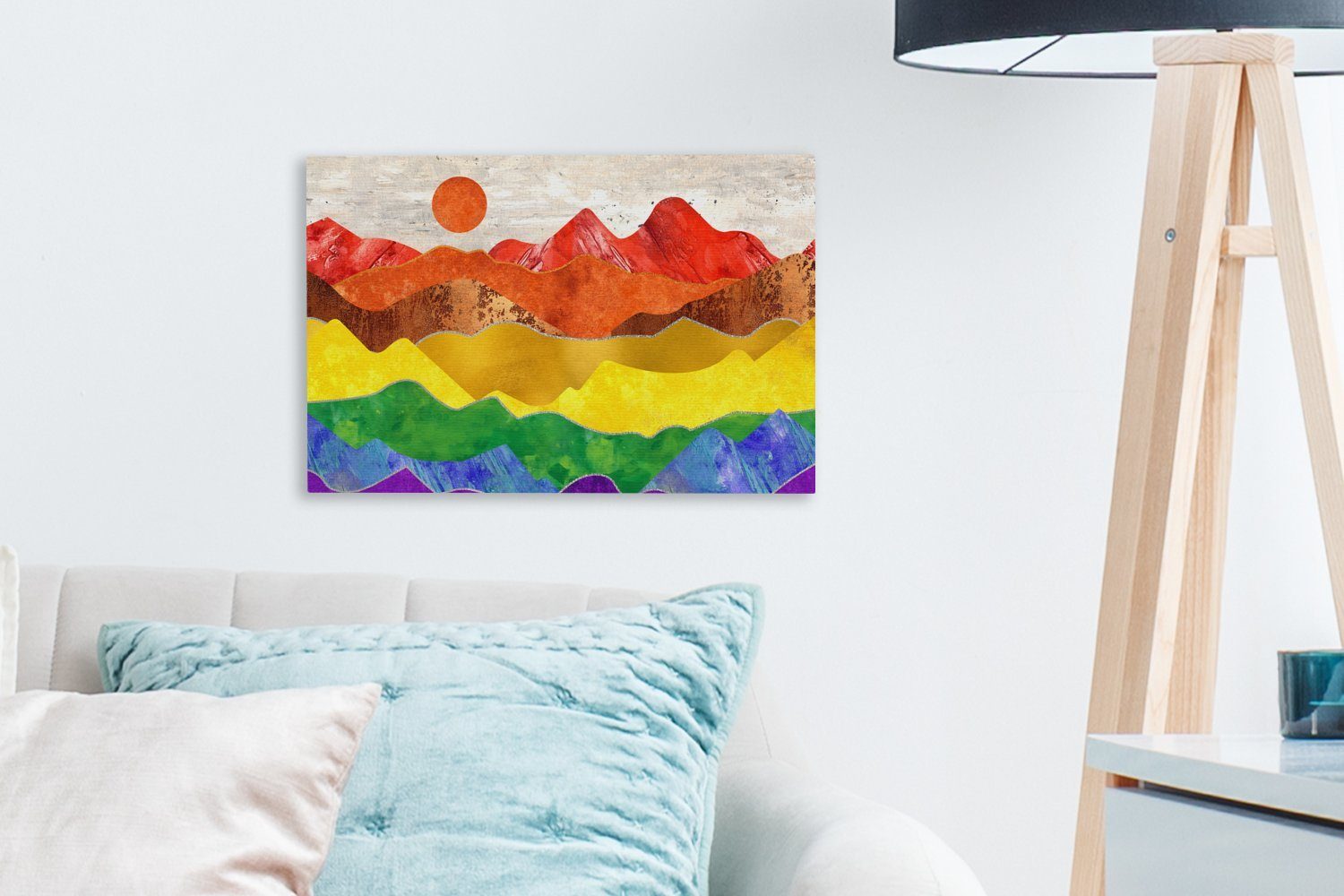 Marmor, Stolz Wandbild Wanddeko, 30x20 OneMillionCanvasses® Regenbogen Leinwandbild cm - - (1 St), Aufhängefertig, Leinwandbilder,