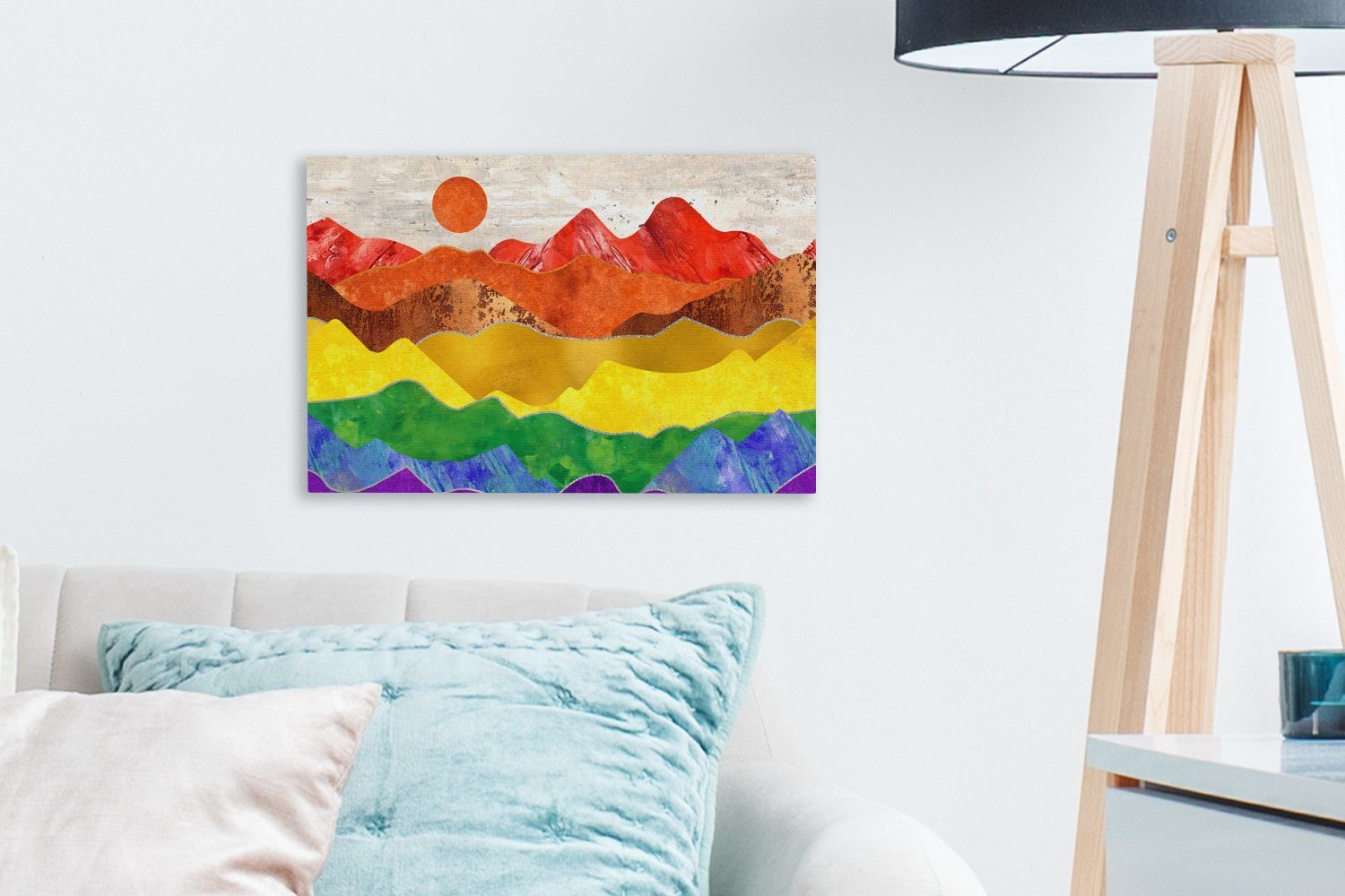 30x20 St), cm Marmor, Leinwandbild Wandbild Regenbogen (1 - OneMillionCanvasses® - Stolz Aufhängefertig, Leinwandbilder, Wanddeko,