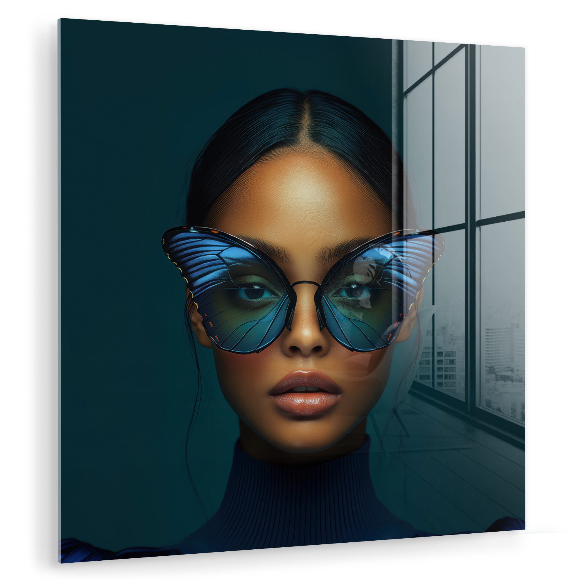 MuchoWow Acrylglasbild Frau - Schmetterling - günstig online kaufen