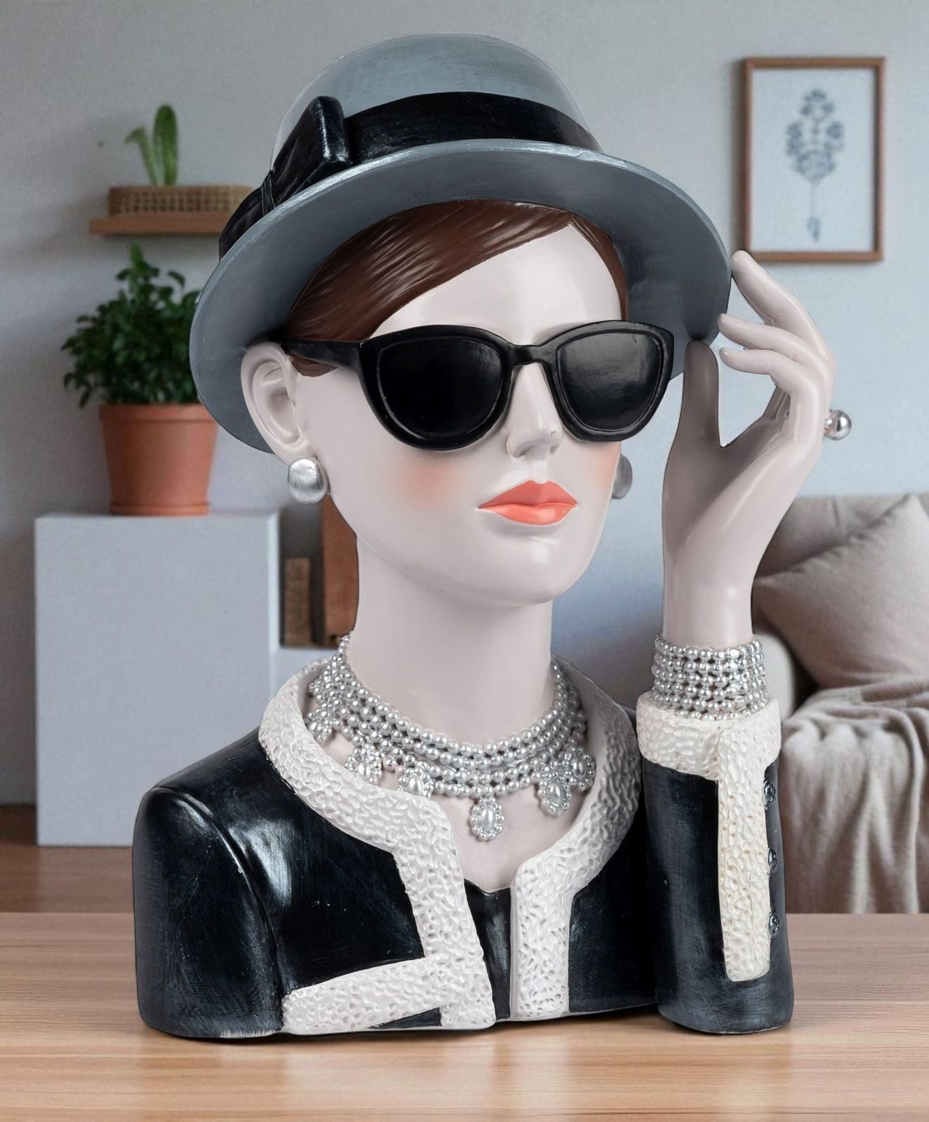 formano Dekofigur Deko-Büste Dame mit Hut + Sonnenbrille Handbemalte Damenf günstig online kaufen