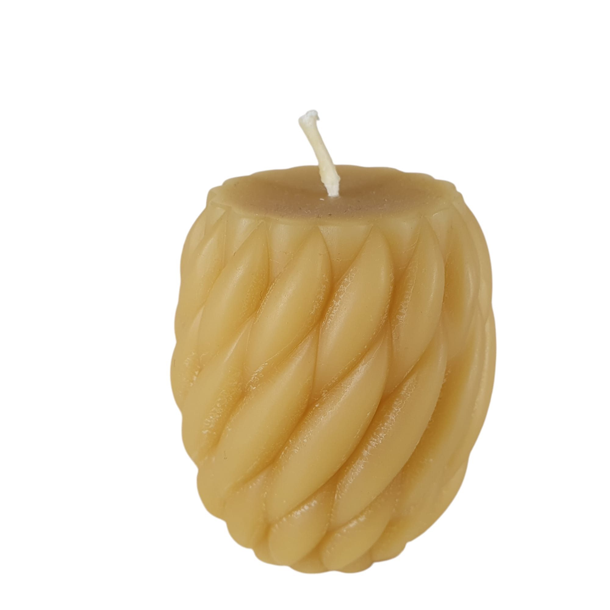 Aspinaworld Bienenwachskerze Spiralmuster Kerze rund 6 cm natur – bauchige Form (1-tlg)