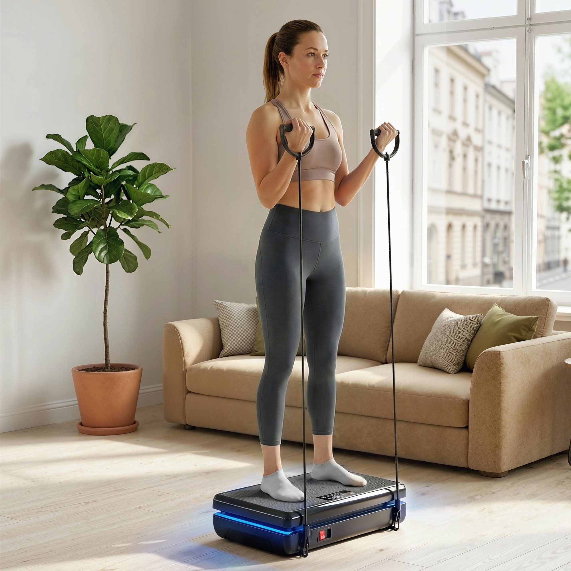 SPORTNOW Heimtrainer Vibrationsplatte Rüttelplatte mit 120 Intensitätsstufen 5 Vorprogramm (Rüttelplatte, 4-tlg., Vibrationsplatte), für Muskelaufbau Ganzkörpertraining