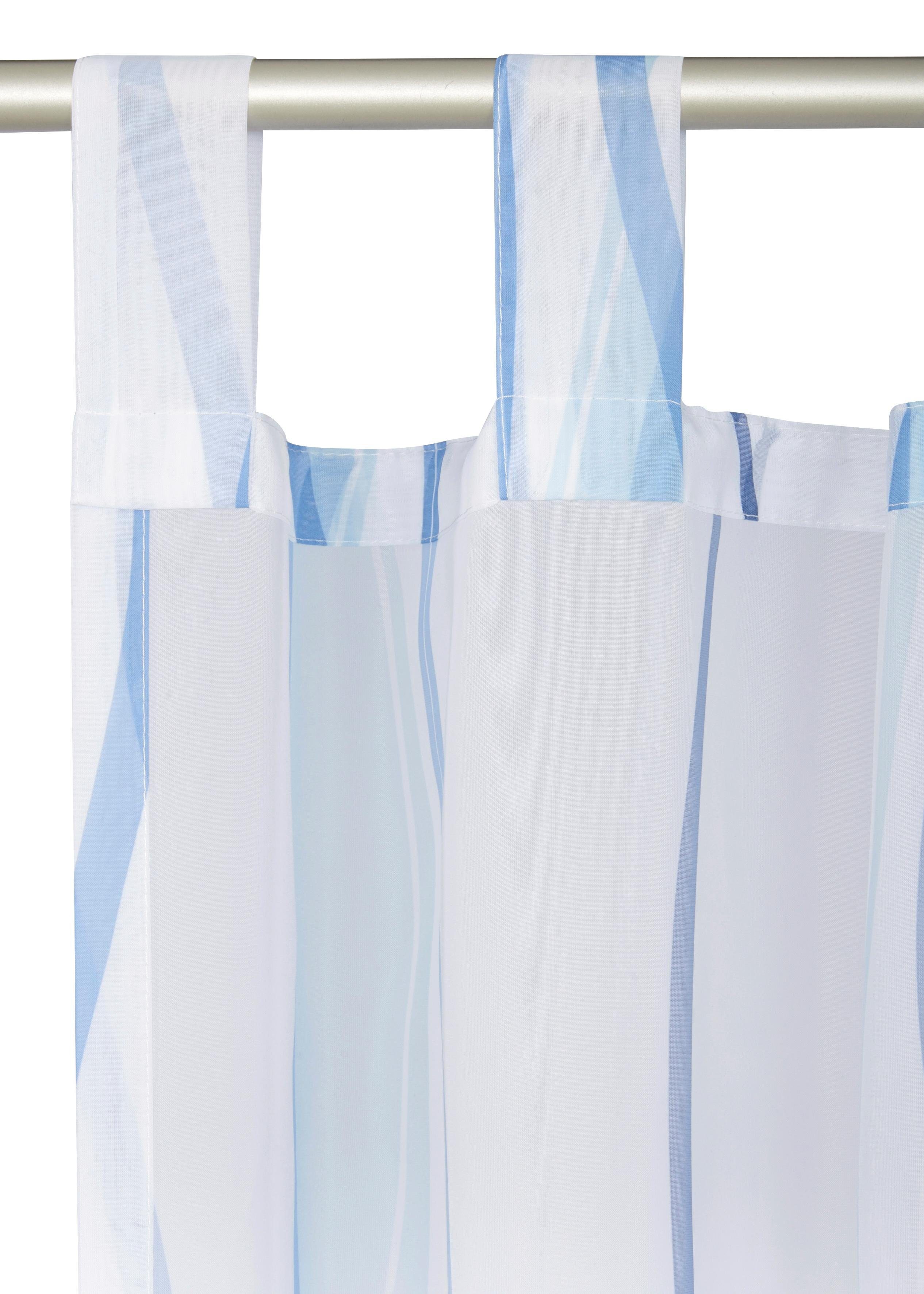 Voile, Schlaufen Set, Wellen home, weiß/blau transparent, (2 2-er Gardine my Voile, DIMONA, Polyester, St),