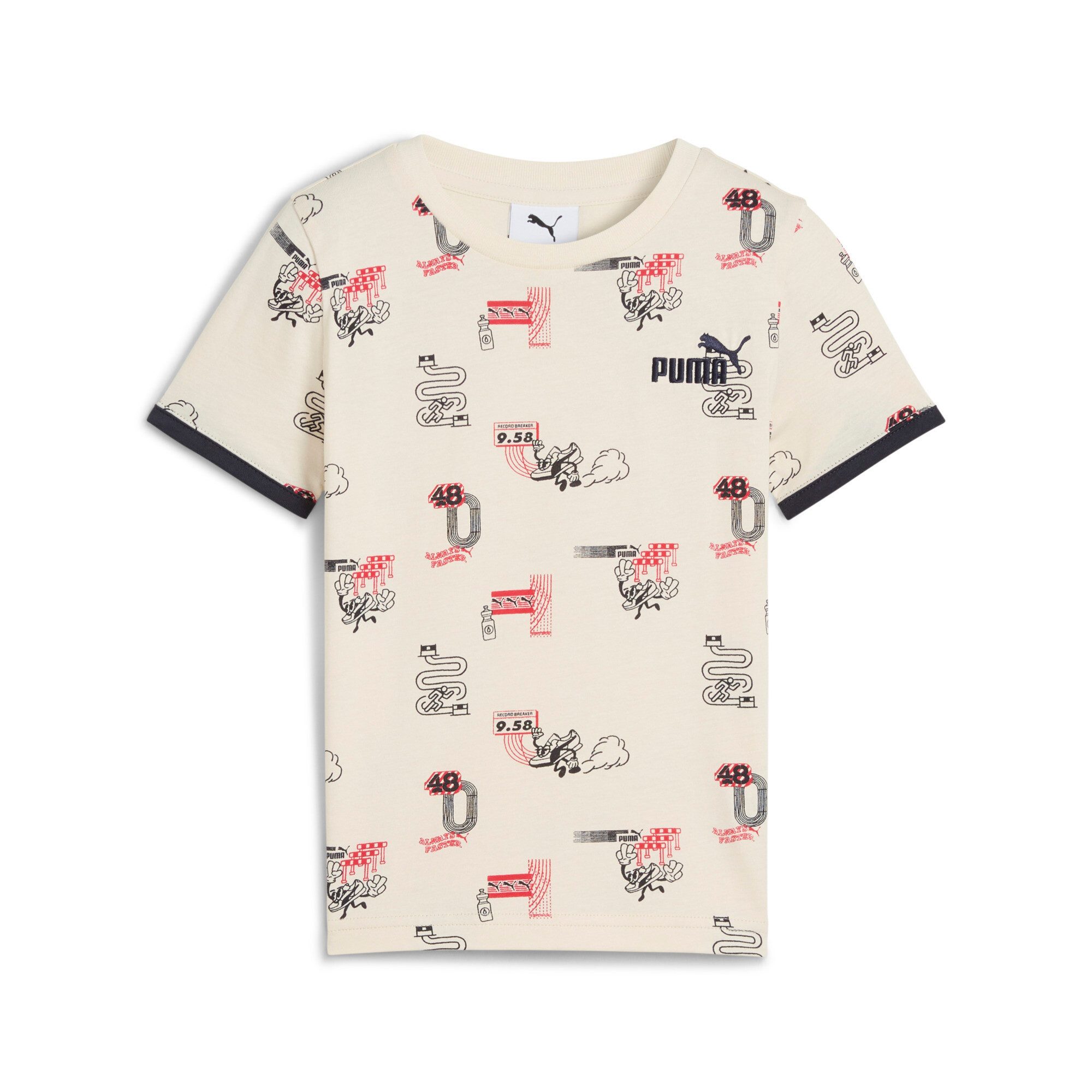 PUMA T-Shirt LITTLE RUNNERS AOP TEE PS Regular Fit, Rundhalsausschnitt, Kurzarmdesign