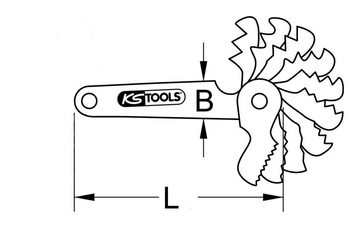 KS Tools Fühlerlehre, Trapez-Gewindestahllehre, für 30° Gewinde, 2-12 mm