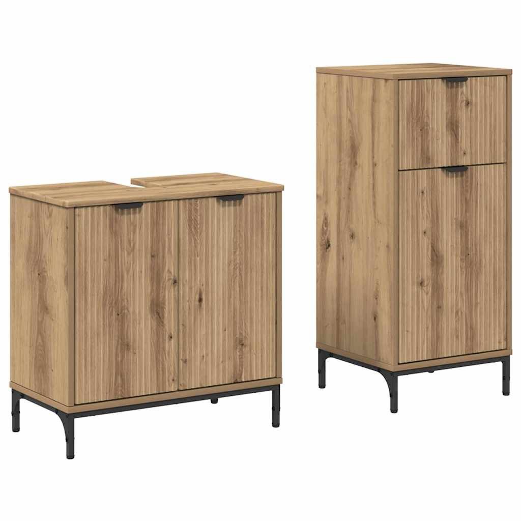 vidaXL Badezimmer-Set Badezimmermöbel-Set 2 pcs Artisan-Eiche Sperrholz und günstig online kaufen