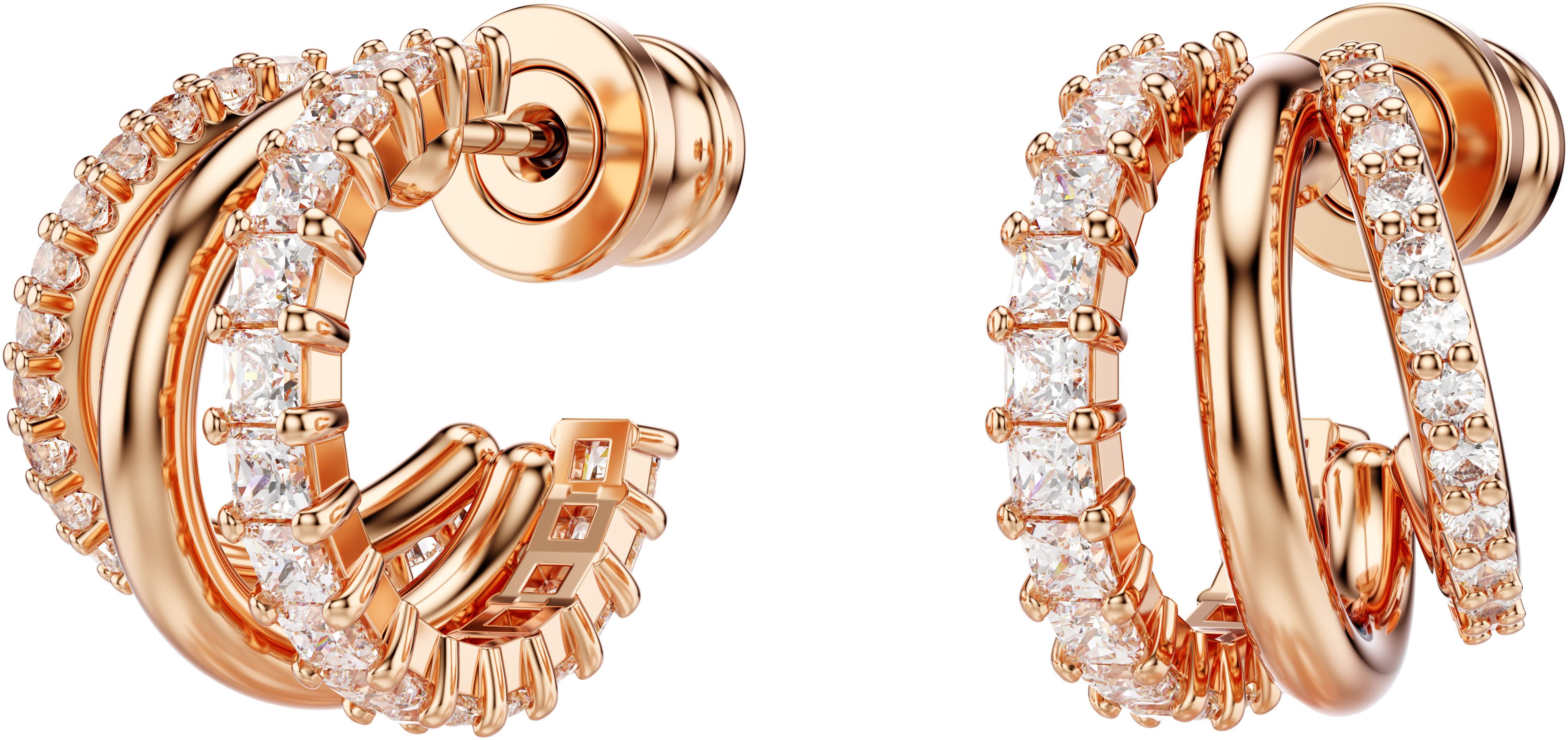 Swarovski Paar Creolen Schmuck Geschenk Hyperbola Ohrringe, mit Swarovski® Kristall – Bild 4 von 5