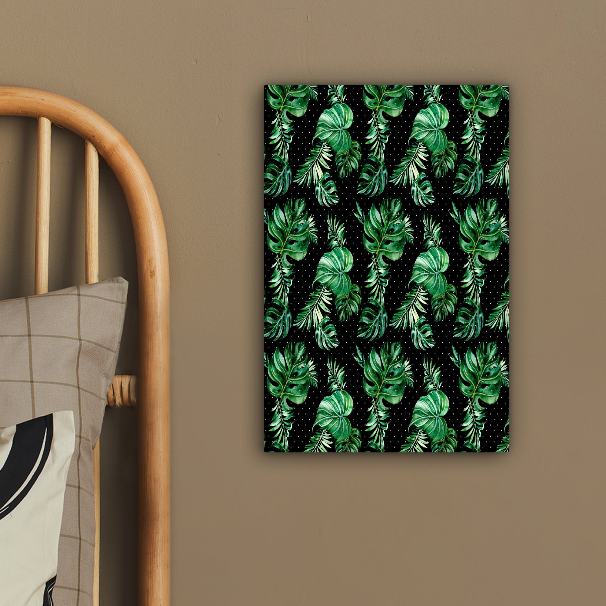 OneMillionCanvasses® Leinwandbild Blumen - Leinwandbild Blätter Gemälde, cm 20x30 fertig Zackenaufhänger, inkl. (1 St), - Monstera, bespannt