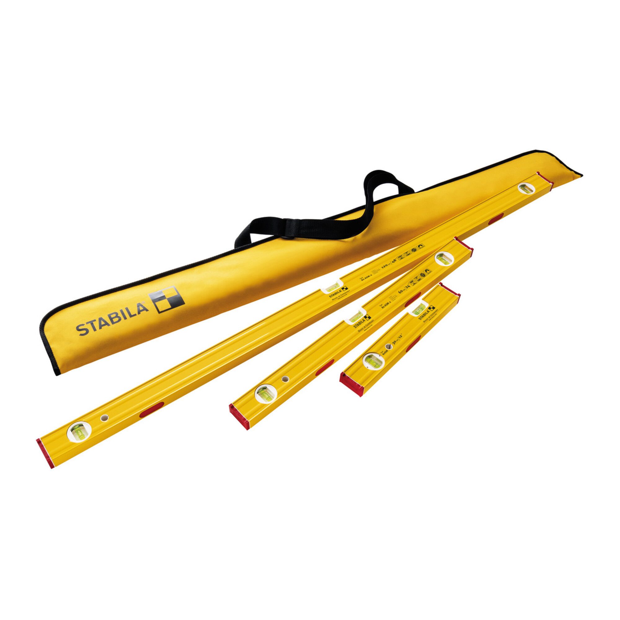 Stabila Wasserwaage STABILA PRO SET 80 ASM, 4-teiliges Magnet-Wasserwaagen-Set: 120 cm / 6