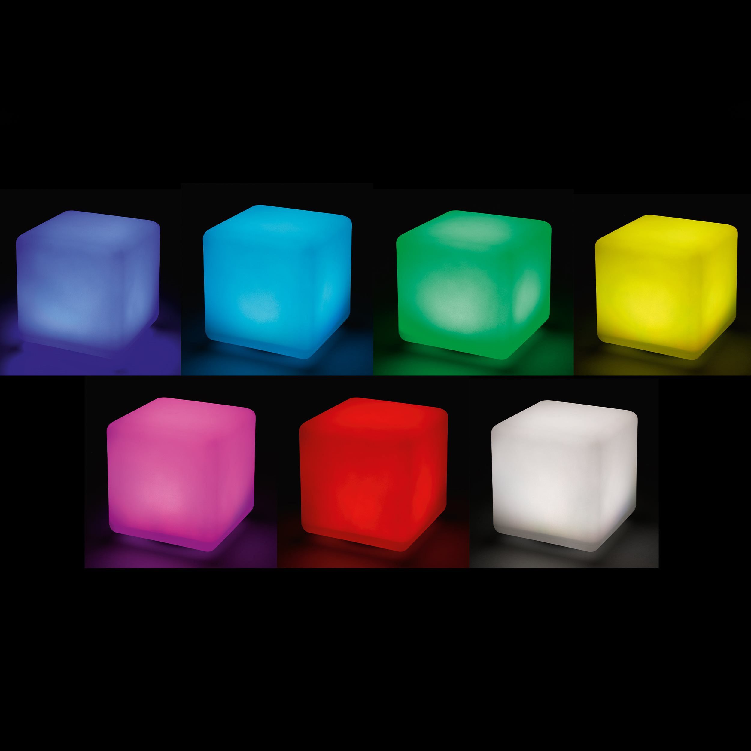 esotec LED Gartenleuchte Solar Würfelleuchte Smart Cube, 18cm, 7 Leuchtfarben, outdoor 106100, 7 Lichtfarben, Dauerlicht oder Farb-Wechsellicht, automatisches Einschalten bei Dämmerung, LED fest integriert, tageslichtweiß, blau, violett, rot, gelb, grün, cyan