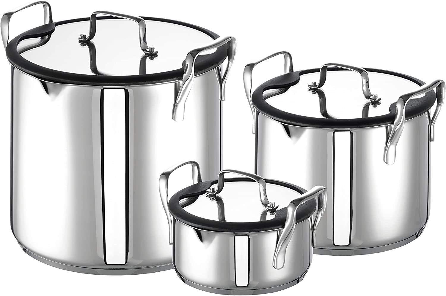 ROHE Germany Topf-Set Marco, Edelstahl 18/10 (Set, 6-tlg., 3 x Topf, 3 x Deckel), Ø 16 cm, 20 cm, 24 cm