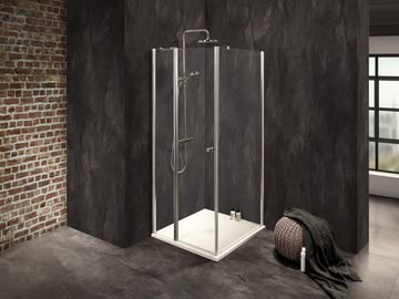 Dusbad Eckdusche Dusche Dusbad Vital 2 Drehtür an Festteil links + Duschwand rechts, BxT: 97x105 cm, ESG-Glas