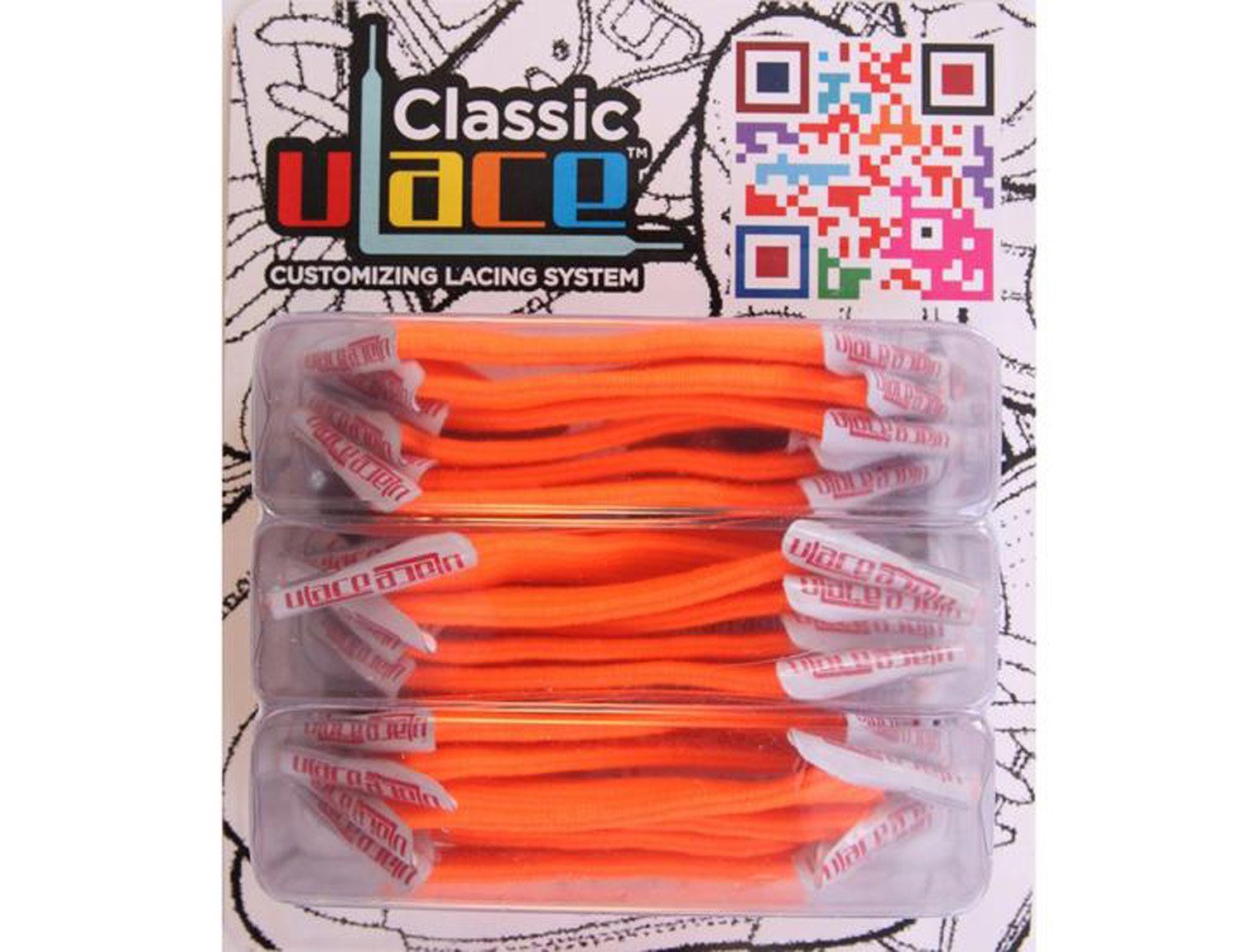 U-Laces Schnürsenkel Classic 18 Stück - elastische Schnürsenkel mit Wiederhaken Neon Orange