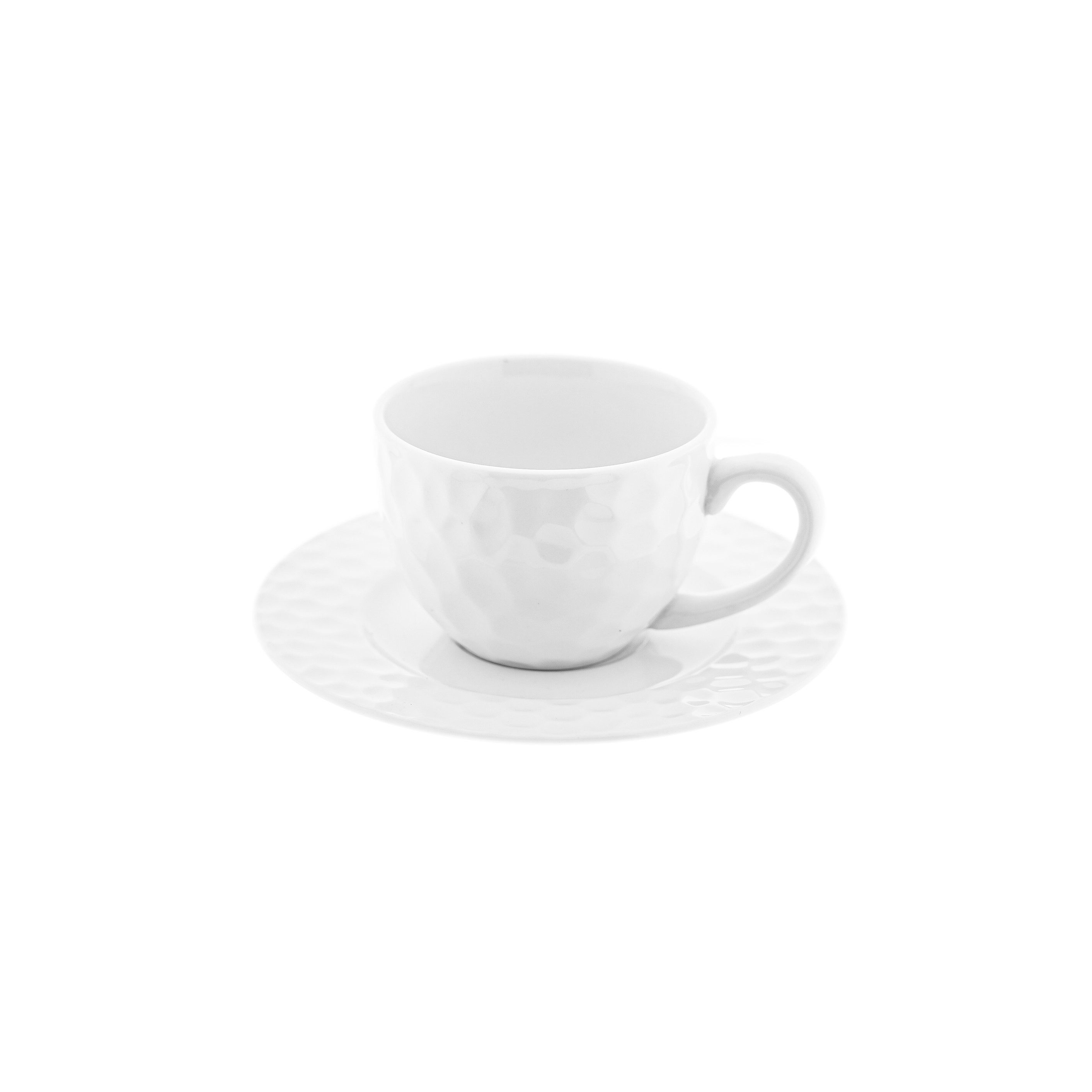 Mulex Kaffeeservice 12-tlg Mokkatassen-Set mit strukturiertem Design - 100 ml (12-tlg), 6 Personen, Porzellan, 6x Mokkatassen, 6x Untertassen, aus Porzellan